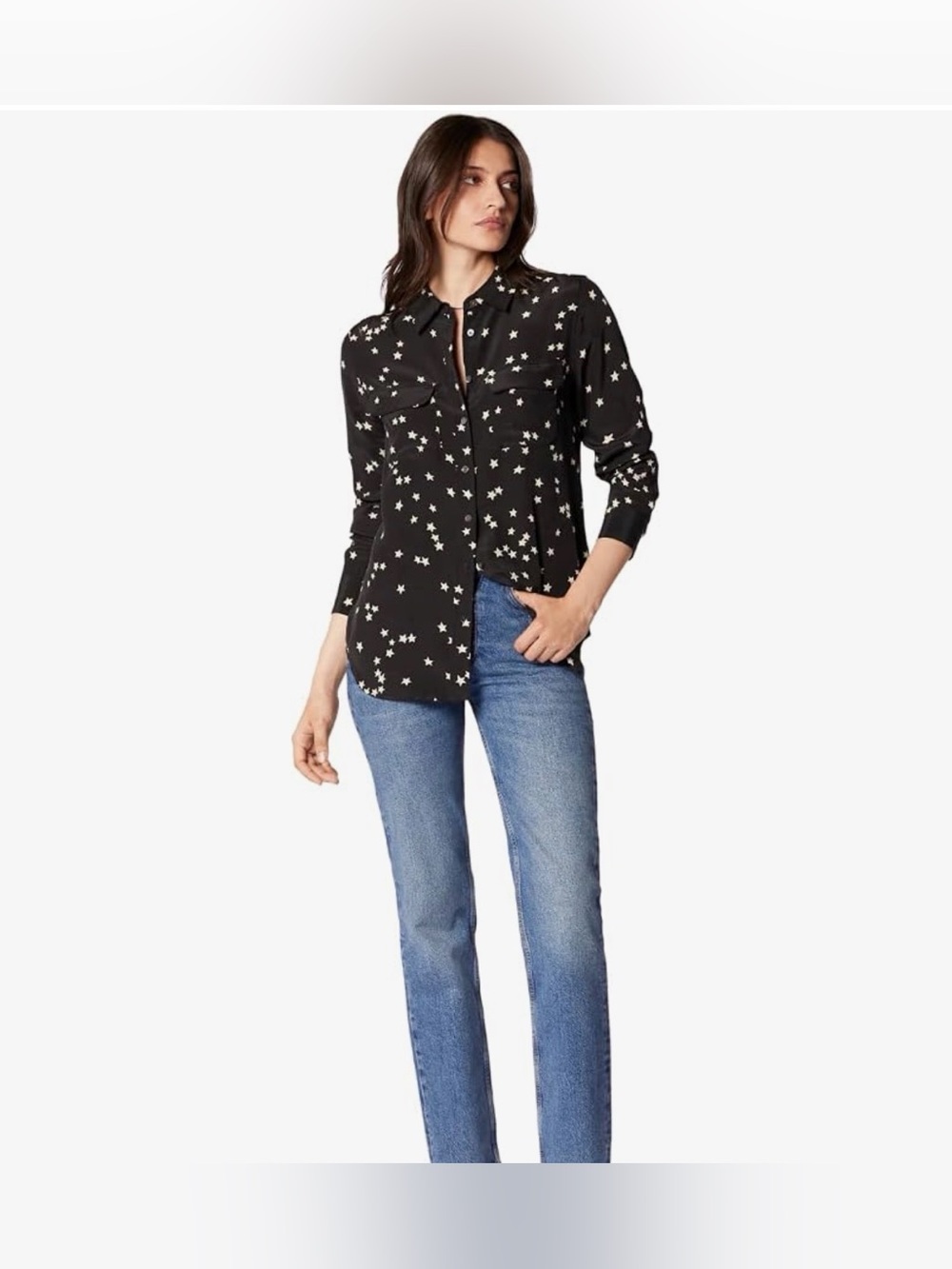 Equipment Women’s Slim Signature Star Print Silk Blouse